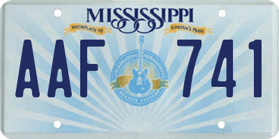 MS license plate AAF741