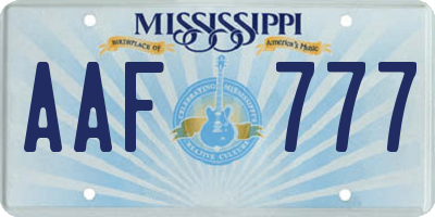 MS license plate AAF777