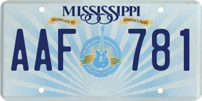 MS license plate AAF781
