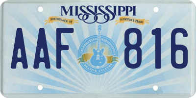 MS license plate AAF816