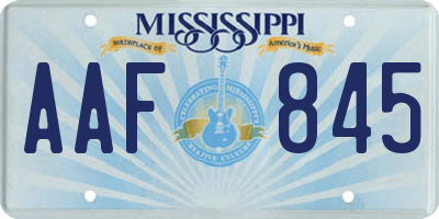MS license plate AAF845