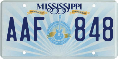 MS license plate AAF848