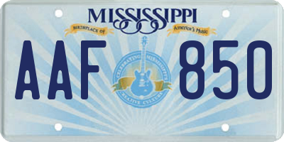 MS license plate AAF850