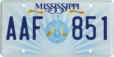 MS license plate AAF851