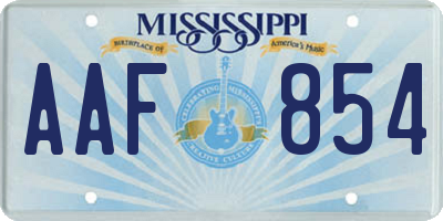 MS license plate AAF854
