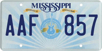 MS license plate AAF857