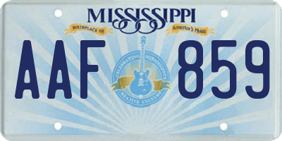 MS license plate AAF859