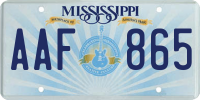 MS license plate AAF865