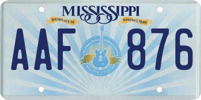 MS license plate AAF876