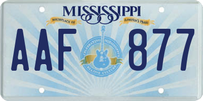 MS license plate AAF877