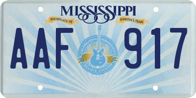 MS license plate AAF917