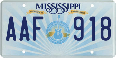 MS license plate AAF918