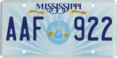 MS license plate AAF922
