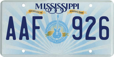MS license plate AAF926