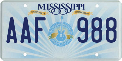 MS license plate AAF988