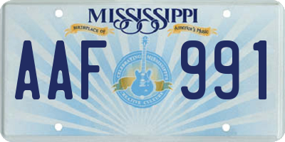 MS license plate AAF991