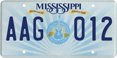 MS license plate AAG012