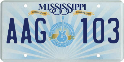 MS license plate AAG103