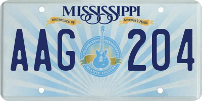 MS license plate AAG204
