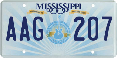 MS license plate AAG207