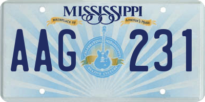 MS license plate AAG231