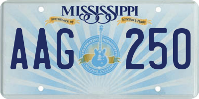 MS license plate AAG250