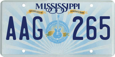 MS license plate AAG265