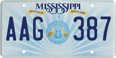 MS license plate AAG387