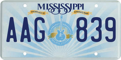 MS license plate AAG839
