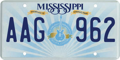 MS license plate AAG962
