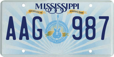 MS license plate AAG987