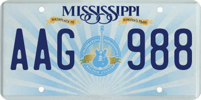 MS license plate AAG988