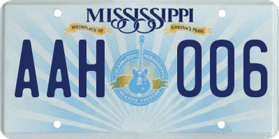 MS license plate AAH006