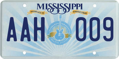 MS license plate AAH009