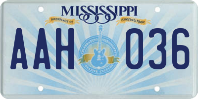 MS license plate AAH036