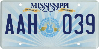 MS license plate AAH039