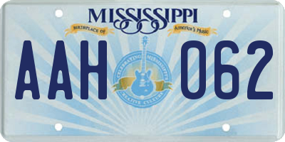 MS license plate AAH062