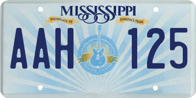 MS license plate AAH125