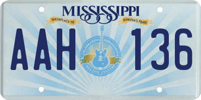 MS license plate AAH136