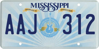 MS license plate AAJ312