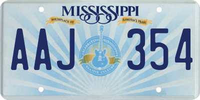MS license plate AAJ354