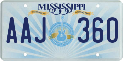 MS license plate AAJ360