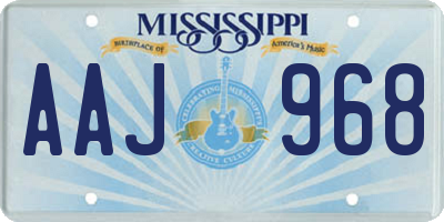 MS license plate AAJ968