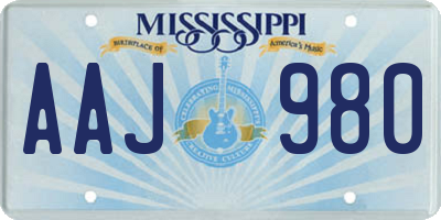 MS license plate AAJ980