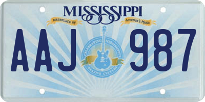 MS license plate AAJ987