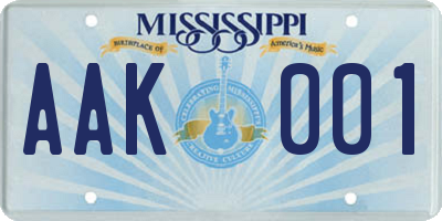 MS license plate AAK001
