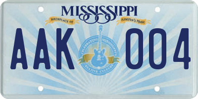MS license plate AAK004