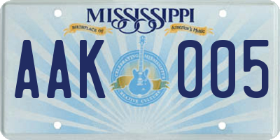 MS license plate AAK005