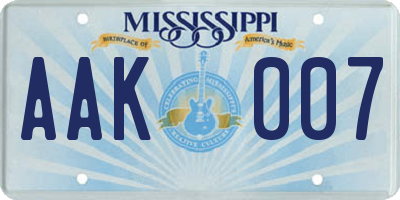 MS license plate AAK007