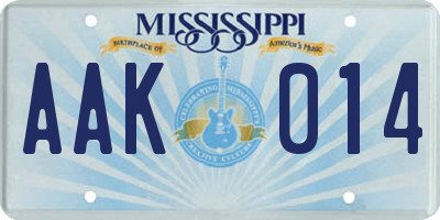 MS license plate AAK014